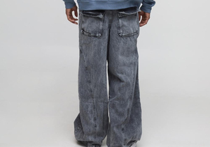 Custom High Quality Vintage Wash Man Oversized Denim Pants Streetwear Baggy Jeans <b>for</b> Men - Product Image 3