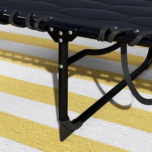 Sedia a Sdraio Reclinabile a 5 Livelli per Esterni, Nera, Pieghevole, con Seduta Imbottita e Tasca Laterale - Product Image 5