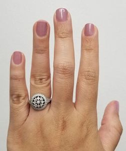 Bague de Fiançailles, de Mariage et d'Anniversaire RITZIN Art Déco, Délicate et Charmante, pour Femme, avec Halo de Moissanite en Argent Sterling - Product Image 2