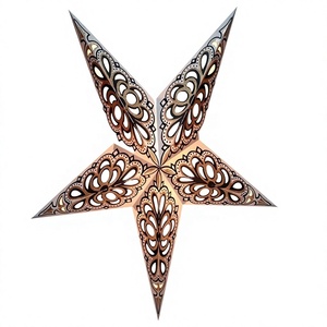 Lámparas de Papel con Diseño de Flores Impresas con Purpurina, Hechas a Mano en India, Lámparas de Estrella de 5 Puntas, Decoración Tradicional de Navidad, Venta al por Mayor - Product Image 1