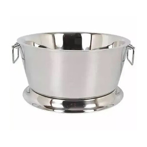 Premium Mirror Polish Stainless Steel <b>Ice</b> Bucket Pedestal Base Ring Handles Luxury Party Champagne Wine Double Wall Beverage Tub - Product Image 2