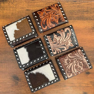 Cartera de triple pliegue corta personalizada con herramientas manuales para hombre, tarjetero de cuero de vaca genuino, carteras con bloqueo RFID, carteras para hombre - Product Image 6