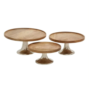 Great Design Eco-Friendly Wooden <b>Cake</b> Stand Metal Handle 3-<b>Tier</b> Brown Finish Dishwasher Safe for Home Wedding Birthday Parties - Product Image 2