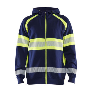 High Quality Visibility Safety Workwear Hi Vis Fleece Zipper Hoodies Construction <b>Worker</b> Reflective Tape Zipper Hoodie <b>Jacket</b> - Product Image 4