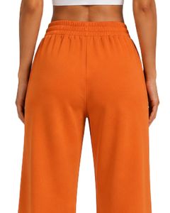 Pantalon de jogging ample taille haute pour femme, orange vif, coupe décontractée, style streetwear, pour le quotidien, personnalisé par le fabricant - Product Image 6