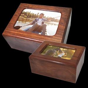 Urna de madera para memoriales con ventana para foto, en 2 tamaños, para adultos medianos, contenedor para cenizas. - Product Image 1