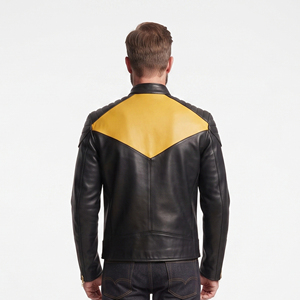<b>Men's</b> Slim Fit Cowhide Motorcycle <b>Jacket</b> <b>Men</b> Zip-Up <b>Leather</b> Biker <b>Jacket</b> <b>Mens</b> Stand collar <b>Leather</b> Motorcycle <b>Jackets</b> - Product Image 2