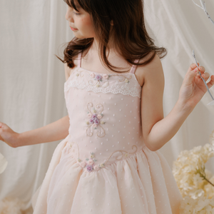 Vestido de princesa pequeña bordado a mano hinchado ocasión especial vestido rosa vestido de gasa Fabricación de Vietnam ODM Boutique-Junia - Product Image 3