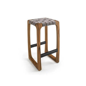 Tabouret de bar moderne en teck avec repose-pieds pour cafés, restaurants et projets hôteliers - Product Image 1