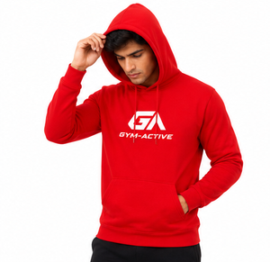 Sudadera con Capucha Roja Unisex, Logotipo Personalizado, Ropa Deportiva, Informal, para Gimnasio, Fitness, con Bolsillo Canguro, Impermeable, para Invierno - Product Image 6