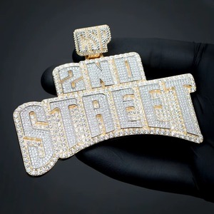 925 <b>Silver</b> 18K Gold Plated Moissanite <b>Pendant</b> Letter Shape Iced Out Hip Hop Style Luxury Two Tone <b>Pendant</b> Custom <b>Initial</b> <b>Pendant</b> - Product Image 3