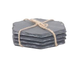 Set of 4 <b>Square</b> Glass Coaster in Slate Finish Tabletop Drink Accessories Restaurant <b>Bar</b> Mats And Pads <b>Table</b> Decoration - Product Image 1