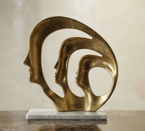 Elegante Escultura Facial Abstracta Moderna, Figura Metálica Hecha a Mano, Adorno Decorativo Ecológico para Mesa de Hogar y Oficina - Product Image 6