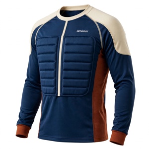 Maillot de football rembourré pour homme Amkoor, manches longues, col rond, ajusté, en polyester, avec fermeture éclair, color block, vêtements de sport - Product Image 6