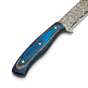 Couteau à découper artisanal en acier Damas de qualité industrielle, fabriqué sur mesure par Ahmad Fabric, manche en bois de 15 cm, lame à pointe tombante, étui en cuir, pour droitier - Product Image 2