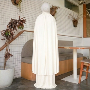 Vestido de Oración Musulmán para Mujer, de Rayón Blanco Puro de Lujo, Suave y Transpirable, Abaya Islámica, Conjunto Mukena, Alta Calidad, Venta al Por Mayor - Product Image 2