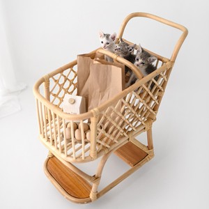 Carritos de compras de juguete de ratán hechos a mano, carritos de compras para niños, juguetes para juegos imaginativos - Product Image 2