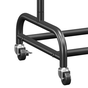 Appendiabiti a Rotelle in Acciaio al Carbonio Resistente, Capacità di Carico 68 kg, Barra Trasversale Regolabile con Ganci Laterali, Stendibiancheria - Product Image 4