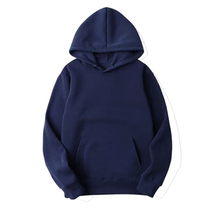 Jogging unisexe bleu marine 100 % coton écologique, décontracté, taille élastique, longueur intégrale, couleur unie, coupe ample, pour l'hiver, avec capuche - Product Image 2