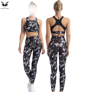 Conjunto Deportivo con Estampado Floral para Mujer, Leggings de Fitness de Alta Elasticidad, Sujetador Deportivo de Cuello Alto para Correr, Conjunto de Dos Piezas para Yoga y Gimnasio - Product Image 5
