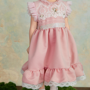 Comfortable <b>Pink</b> <b>Girl</b> <b>Dress</b> Lace Ruffle Flower Patchwork Embroidered Princess <b>Dress</b> <b>for</b> Party Birthday Koko San <b>Dress</b> - Product Image 2