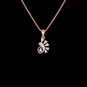 Collar de Lujo con Colgante de Diamantes en Forma de Pavo Real Abstracto, Diseño en Oro Rosa, Motivo de Abanico Inspirado en Pave y Baguette - Product Image 2