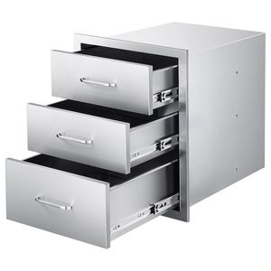 Cassetto per Isola BBQ in Acciaio Inossidabile 18.11" L x 23.23" P x 23.23" H, Cassetti a Triplo Accesso con Maniglie - Product Image 6