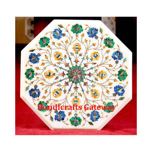 Magnifique plateau de table octogonal en marbre blanc naturel fait à la main avec une qualité supérieure, utilisé pour les tables à thé dans les hôtels - Product Image 5