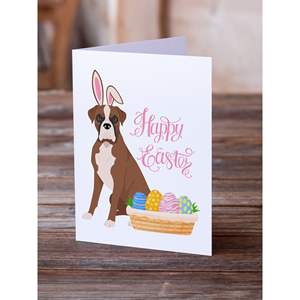 Paquete de tarjetas de felicitación de Pascua bóxer cervatillo rojo con orejas naturales 8 tarjetas de nota en blanco caprichosas tamaño A7 5x7 con sobres - Product Image 2