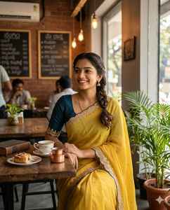 Nuevas llegadas: Saree de seda georgette multicolor con estampado en relieve y blusa a juego, de secado rápido, casual, para todas las estaciones. - Product Image 1