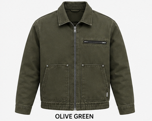 Veste de travail noire en coton pour homme avec fermeture éclair et poches, style mode respirant pour le travail - Product Image 5