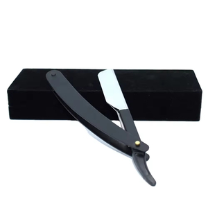 Barber <b>Razor</b> Black Coated Custom Logo Solid Stainless Steel Barber Straight Shaving <b>razor</b> With Exposed Blade Top Quality - Product Image 1