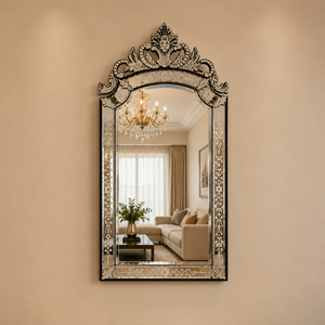 Miroir mural baroque vénitien de qualité supérieure |   Miroir décoratif en verre de style antique de luxe pour salon, chambre et intérieurs d'hôtel - Product Image 2