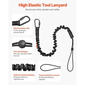 Lot de 5 cordons de sécurité pour outils, 36,61 po et 70,87 po, mousqueton rétractable en aluminium avec verrouillage à vis, laisse de sécurité pour outils - Product Image 2