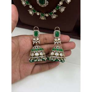 Indian Ethnic Yogita Premium Gold Plated Double Layer Semi Long Necklace & Earring Set - Product Image 3