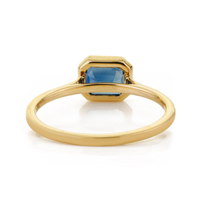 Elegant Classic Design Minimal Bezel <b>Set</b> Blue Sapphire Single Stone <b>Ring</b> Everyday Wear 14K Solid Yellow <b>Gold</b> Wholesale Jewelry - Product Image 6