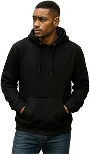 Men's <b>Black</b> Hooded <b>Sweatshirt</b> Regular Fit Cotton Fleece Casual Autumn Wear Pocket Design - Product Image 5