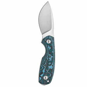 Cuchillos de caza de hoja fija con acabado satinado ancho, hoja de punta caída, mango con patrón azul y agarre contorneado para actividades al aire libre. - Product Image 4