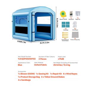 Cabina di Verniciatura Gonfiabile 9.84 X 8.2 X 8.2 ft con Potente Soffiatore da 550W, Sistema di Filtraggio dell'Aria Certificato ISO, Tetto per Verniciatura a Spruzzo - Product Image 4