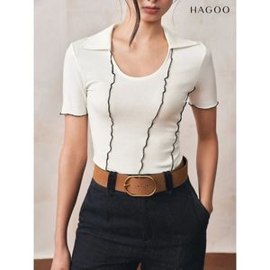 Camiseta A8219 Personalizada para Mujer con Detalle de Volantes, Elegante Camiseta de Mezcla de Algodón - Product Image 3