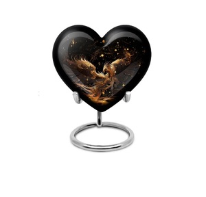 Urna Funeraria Decorativa en Forma de Corazón con Base y Bolsa de Terciopelo Gratis, para Cenizas Humanas, Urna de Cremación para Adultos, en Oferta - Product Image 3