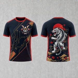 Camiseta Deportiva de Manga Corta para Hombre Fusholion, de Poliéster, con Estampado de Tigre por Sublimación, Diseño Ajustado con Patrón Animal - Product Image 1