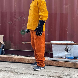Pantalon de soudeur en cuir de vachette pleine fleur de haute qualité, résistant aux flammes, JNM SAFETY, résistance à la chaleur 500-1000°C - Product Image 4