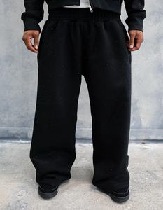 Pantalones Deportivos Holgados de Felpa Francesa de Algodón Grueso con Lavado Ácido, Adornados con Perlas y Diamantes de Imitación para Hombre, OEM - Product Image 3