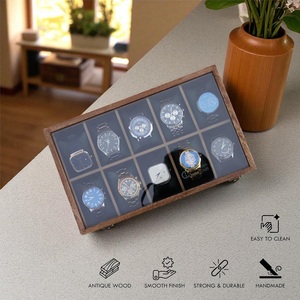 AHTE MANUEXPO UR-065 Wooden Watch <b>Box</b> for Men Antique Wood Crafted 10-Slot Watch Display Case <b>Storage</b> Organizer Jewelry - Product Image 5