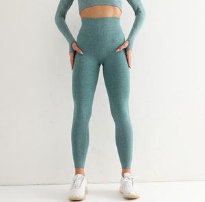 High Waist Solid <b>Pink</b> <b>Yoga</b> Leggings Full Length Seamless Breathable Four-Way Stretch Spandex/Nylon <b>Pants</b> - Product Image 2