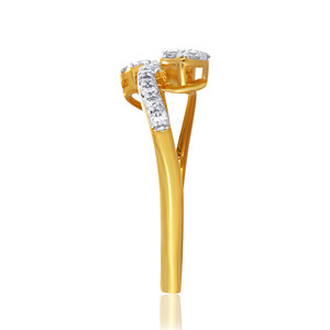 Elegant Diamond <b>Ring</b> for Women 14K Yellow Gold Band White Gold Accents <b>Unique</b> Bypass Style Anniversary Gift - Product Image 3