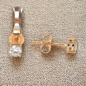 925 Sterling <b>Silver</b> Gold Plated Natural Zircon <b>Stud</b> Earrings Art Deco Design Nickel-Free Women's Jewelry for Engagement Gift - Product Image 3