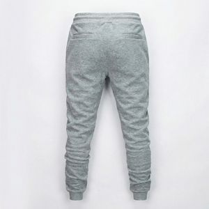 กางเกงจ็อกเกอร์สีเทาสำหรับผู้ชาย ผลิตจากผ้าคอตตอนผสมเนื้อนุ่ม เอวยางยืดพร้อมเชือกผูก ปลายขาจั๊มพ์ สไตล์ลำลองแบบชุดกีฬา - Product Image 6