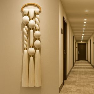 Decoración de Pared Rústica Moderna con Cuentas de Madera y Borlas, Adorno Colgante Hecho a Mano con Perlas de Madera Natural, Decoración para el Hogar Diwali - Product Image 2